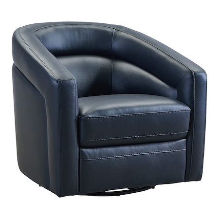 Armen Living Desi Contemporary Swivel Accent Chair in Black Genuine Leather LCDSCHBLK